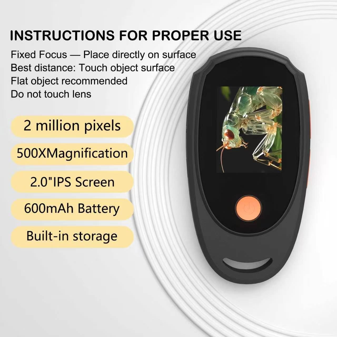 KeFvoer Handheld Digital Microscope with 2.0 Inch IPS Color Screen, Portable …