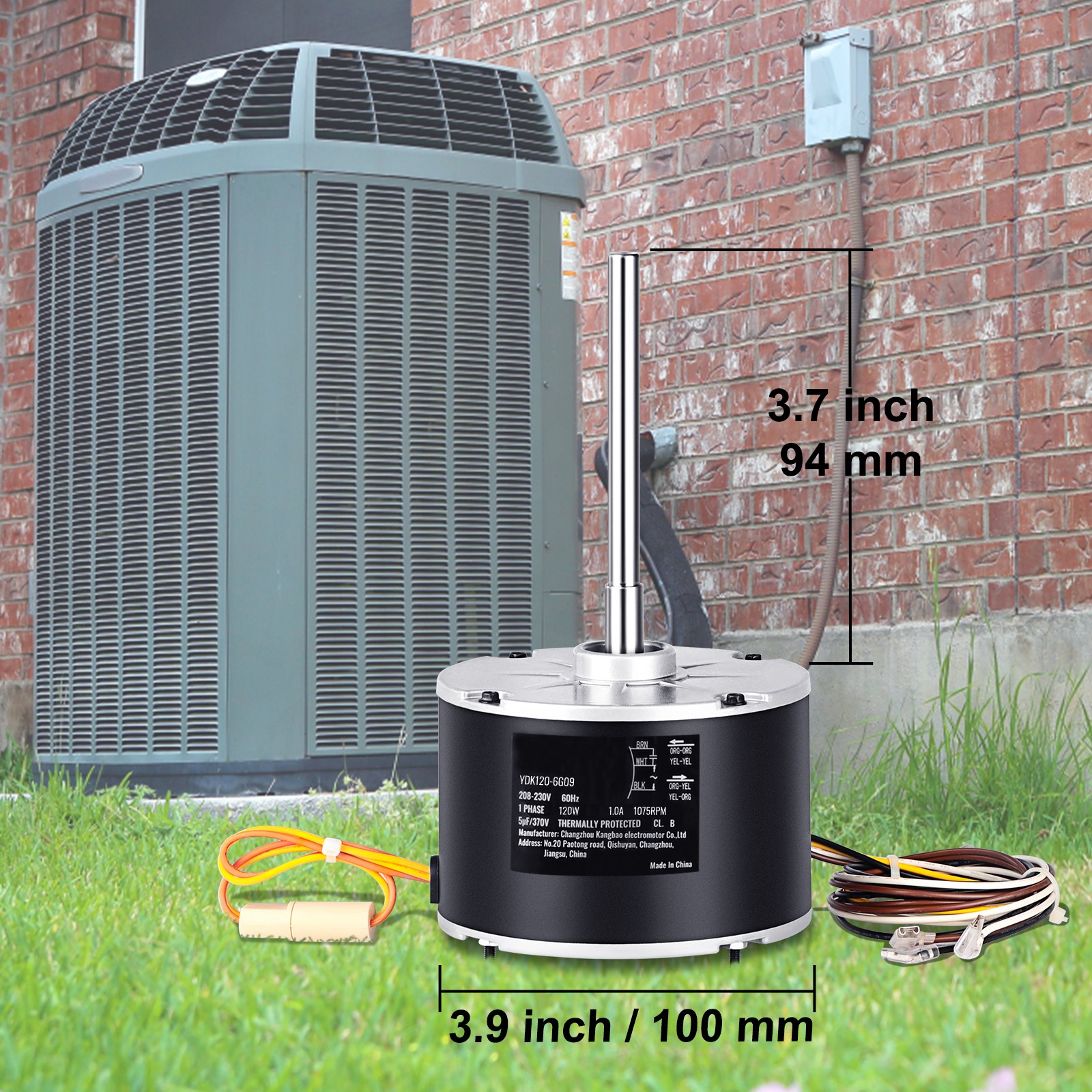 Uimoso Condenser Fan Motor 1/6HP 1075RPM 1.0A 208-230V OGD1016