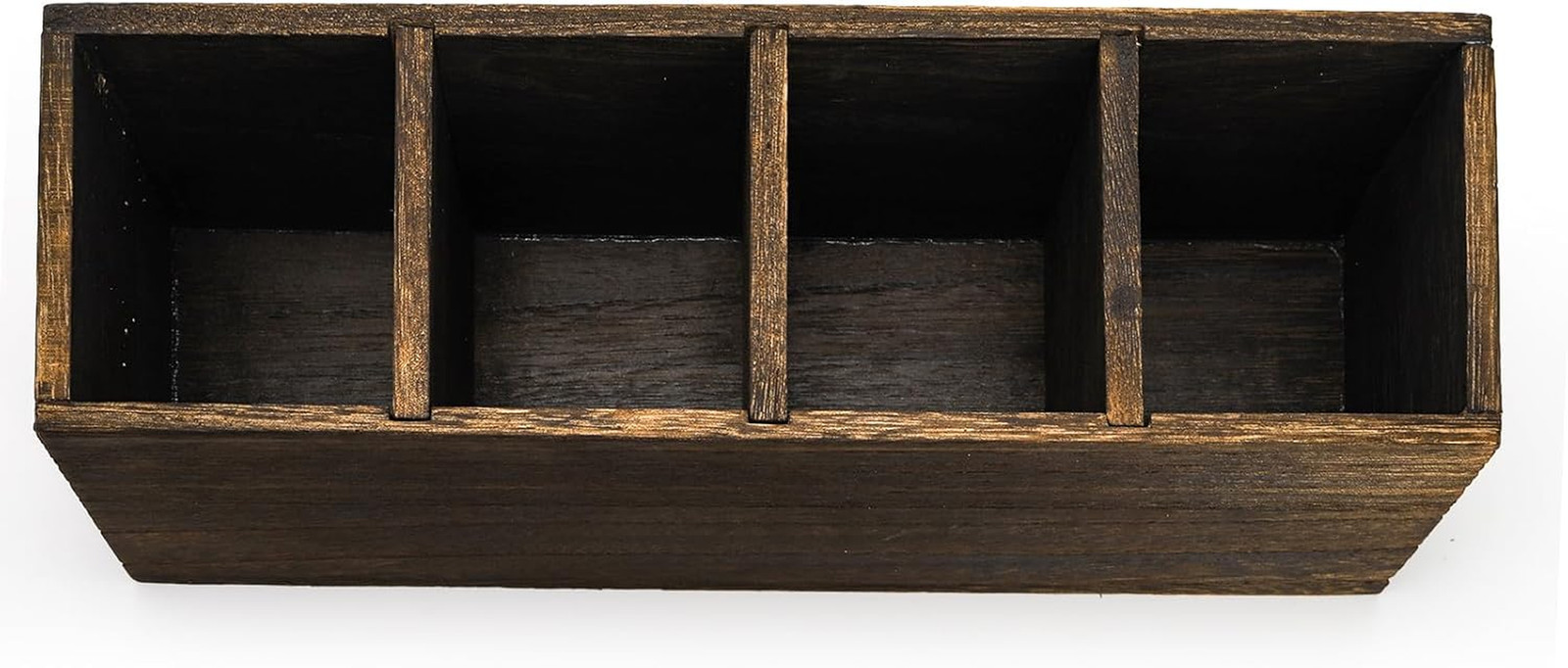2 Pack Wooden Pencil Holder for Desk, Rustic Wood Remote Control Holder Caddys,
