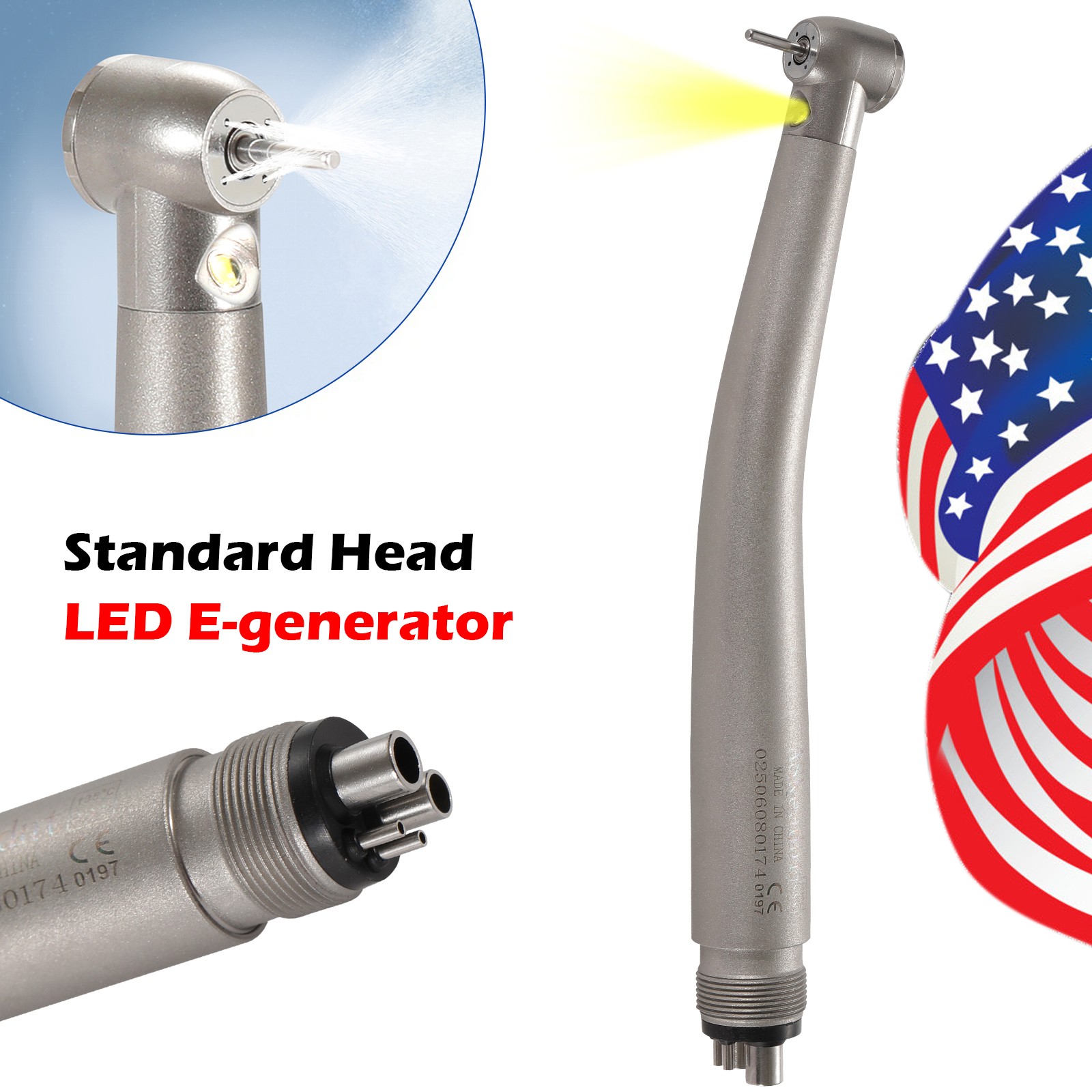 NSK Style LED E-generator Dental High Speed Handpiece Fiber Optic Turbine 4Hole