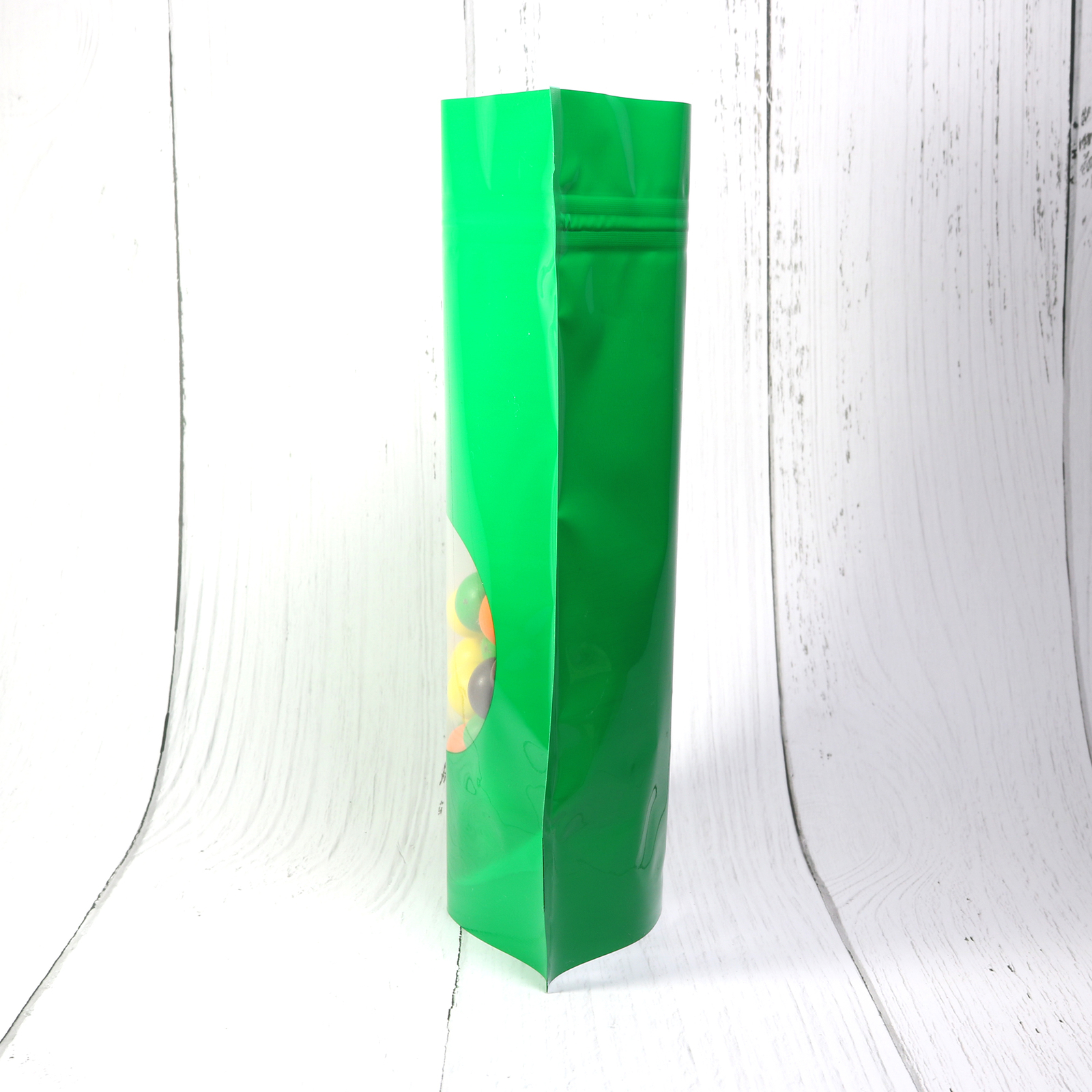 Reusable Glossy Green Stand-Up Zip Seal Pouch w/ Window in Many QTY (6.3×8.7″)
