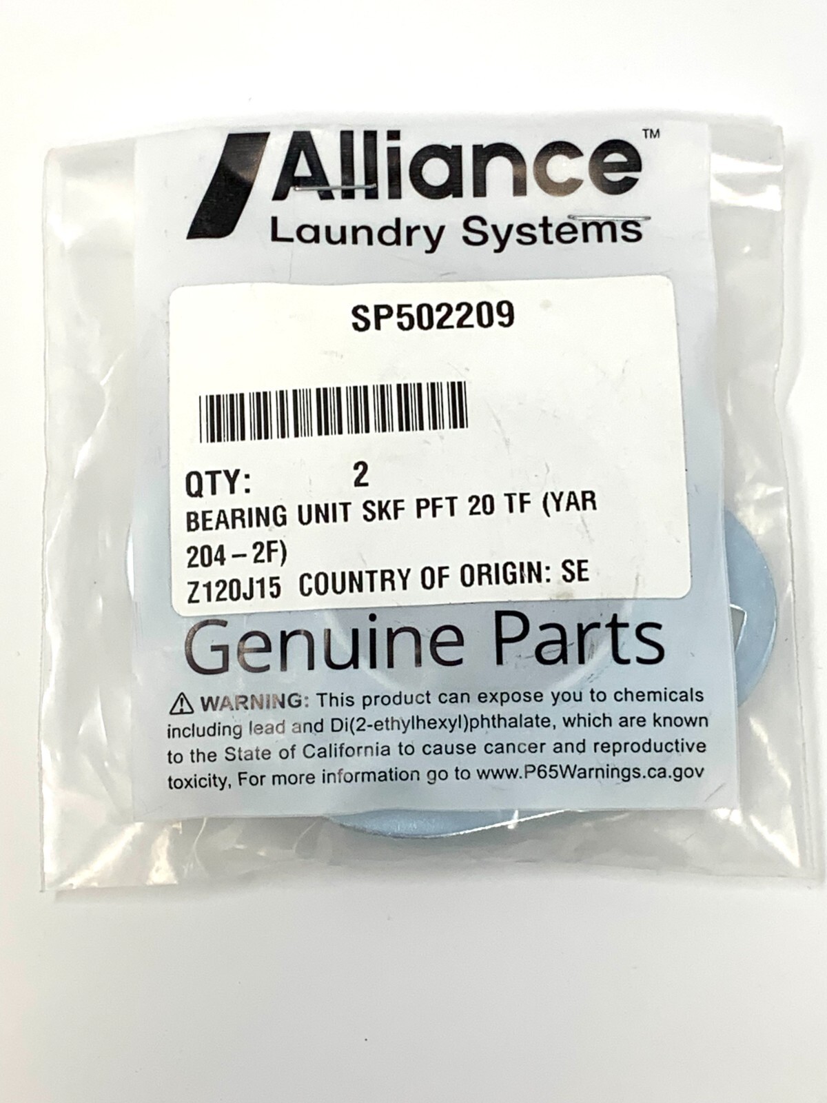 Alliance Laundry SP502209 BEARING UNIT SKF PFT 20 TF (YAR 204 – 2F) Z120J15