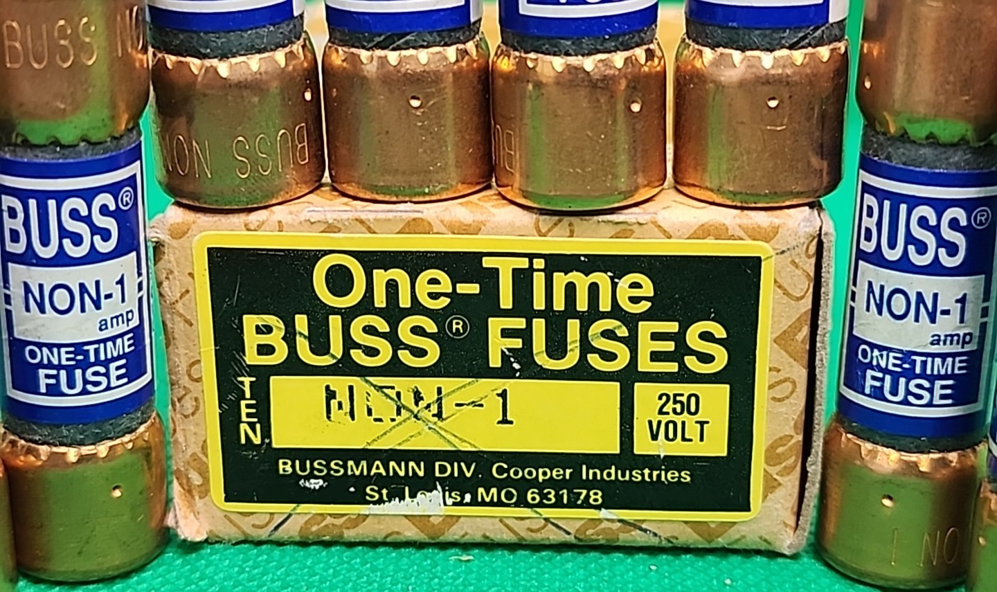 Box of 10- BUSSMANN BUSS NON-1 250V 1A ONE-TIME FUSE [MG5-3]