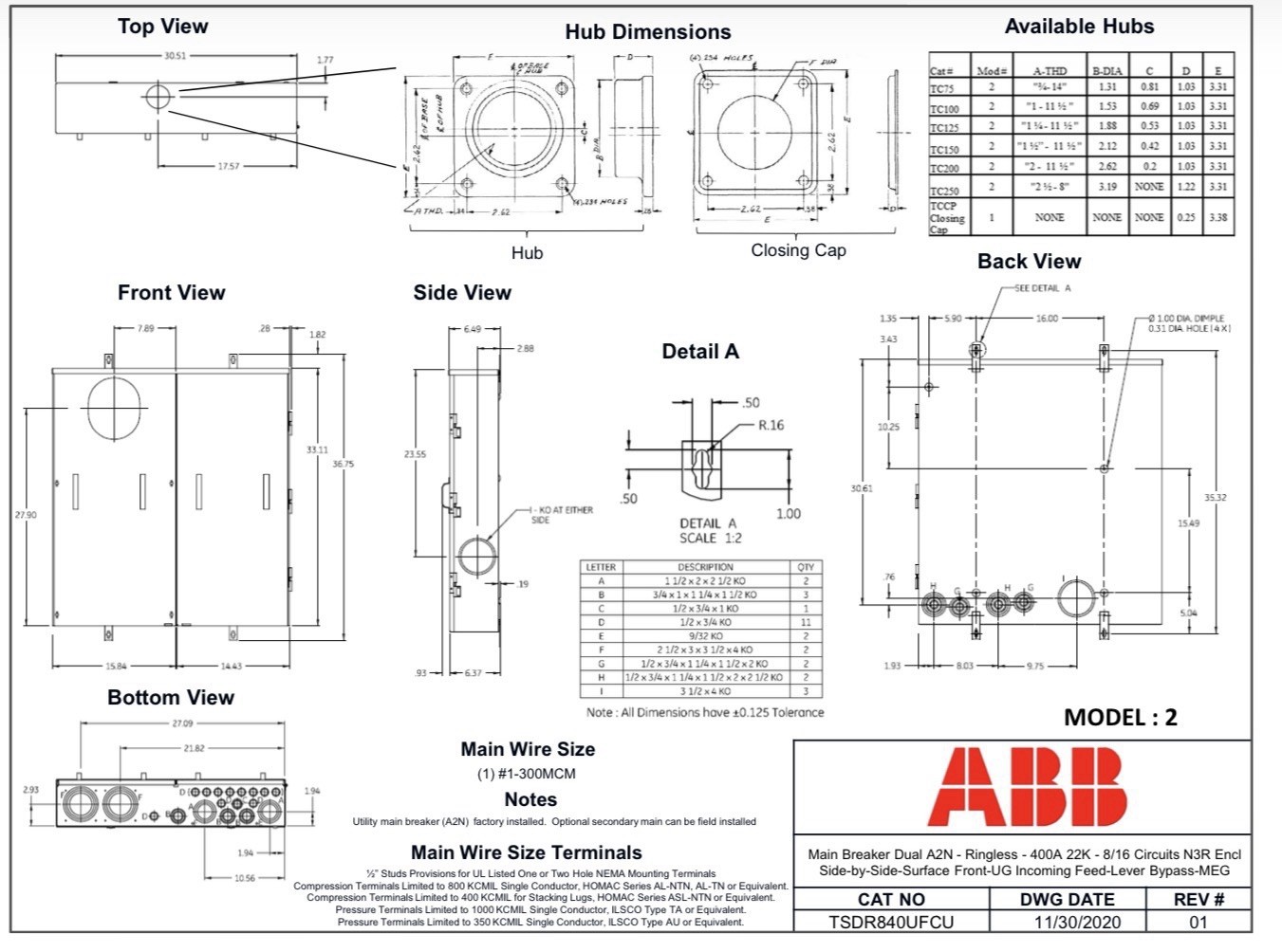 ABB GE TSDR840UFCU 400A METER COMBO 120/240 1PH 22K RINGLESS 8/16 CIR (2 X 200A)