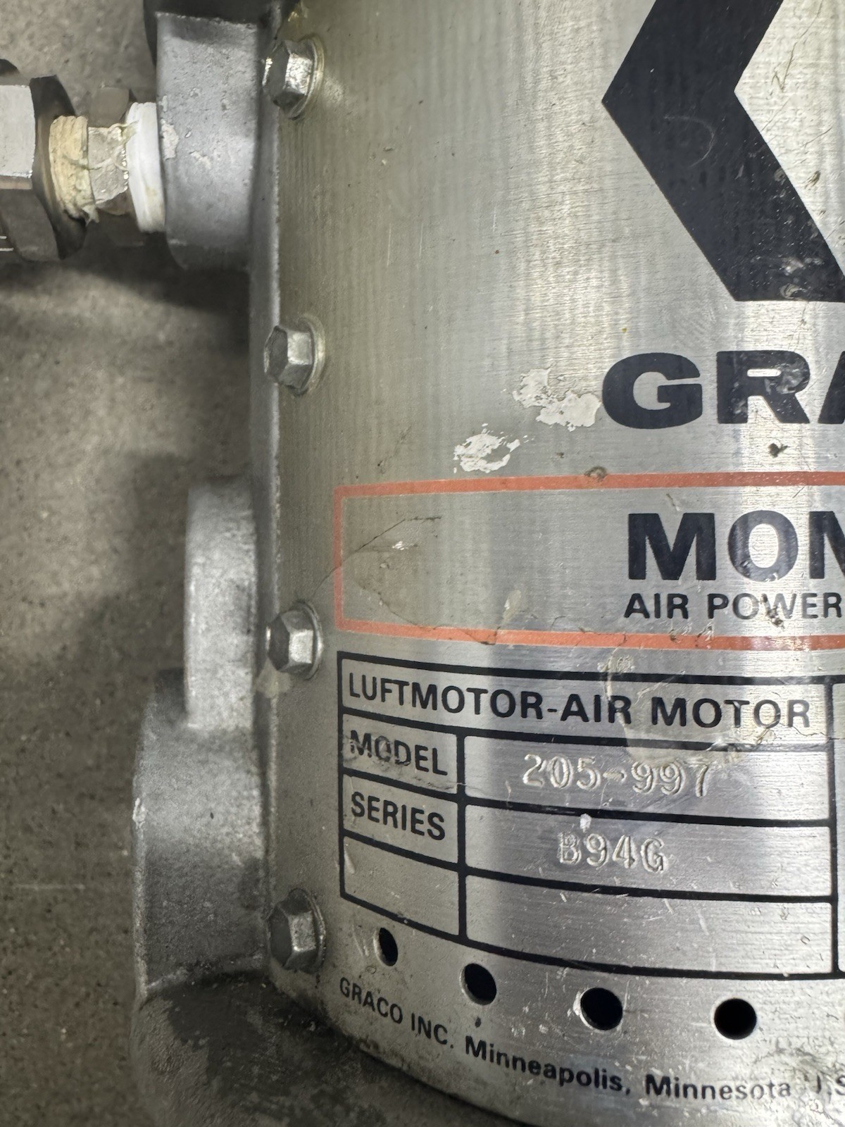 Graco Monark 205-997 224-343 Series B94A B94G Air Powered Pump 5:1 Ratio