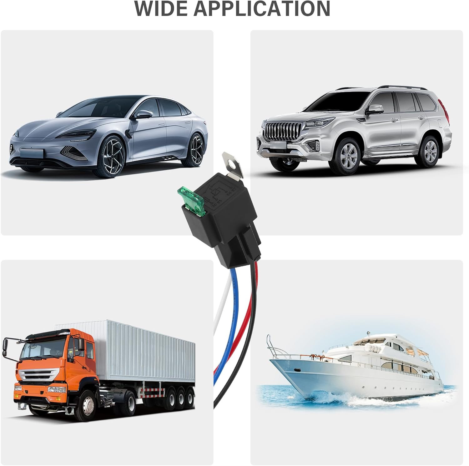 4Pin 12V Relay with 30A Fuse,Spst Normally Open Car Relay with 14 AWG Harness,Un