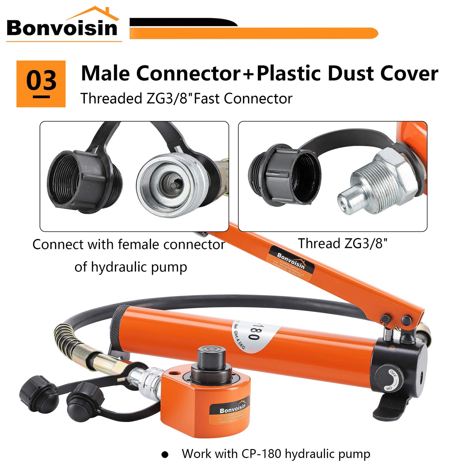 Bonvoisin 20T Hydraulic Cylinder Jack Porta Power Mini Hydraulic Ram Multi-Actin