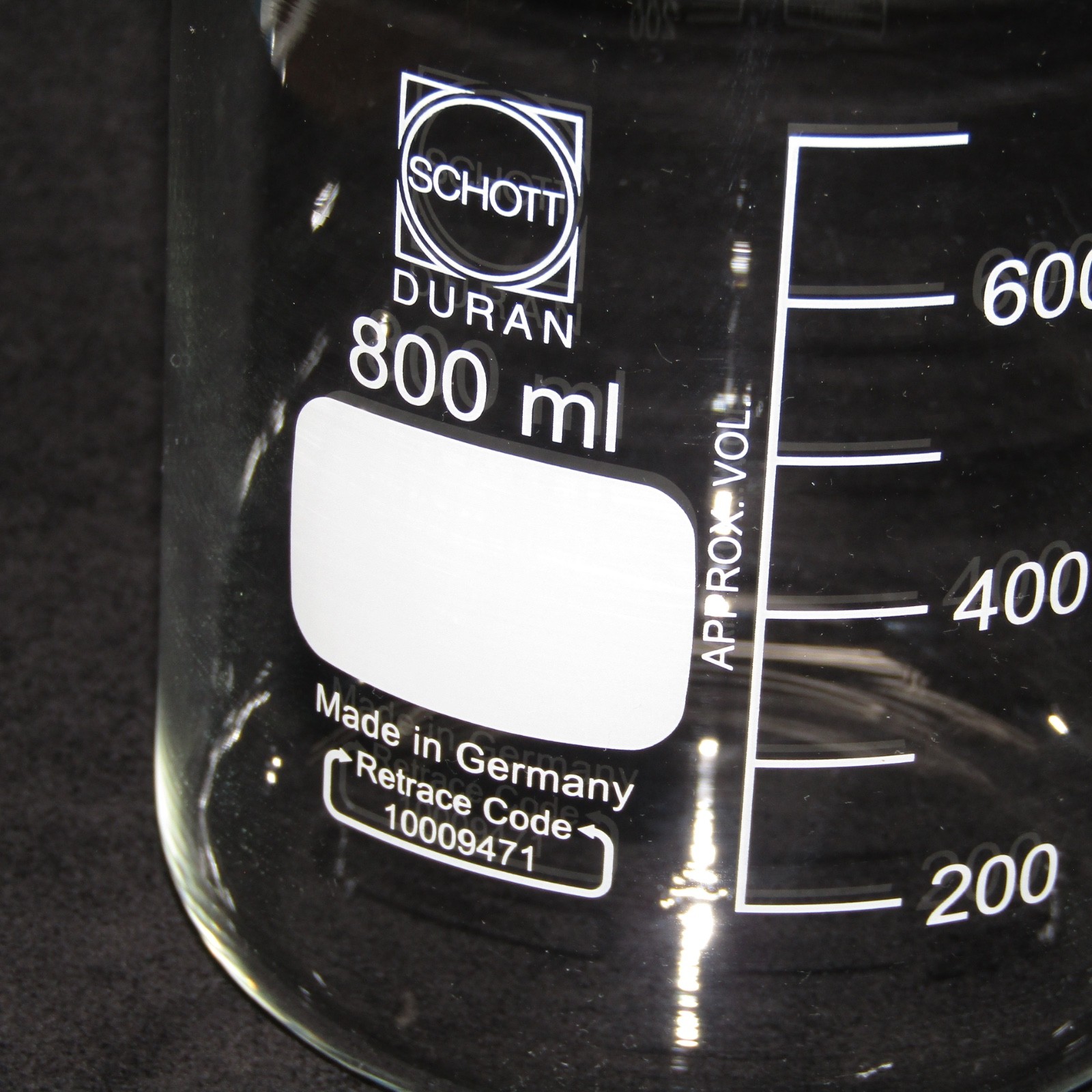 Schott Duran 800 mL Capacity Laboratory Borosilicate Glass Beaker