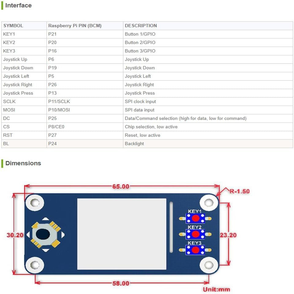 1.3Inch IPS LCD Display HAT, Compatible with Raspberry Pi Zero/Zero