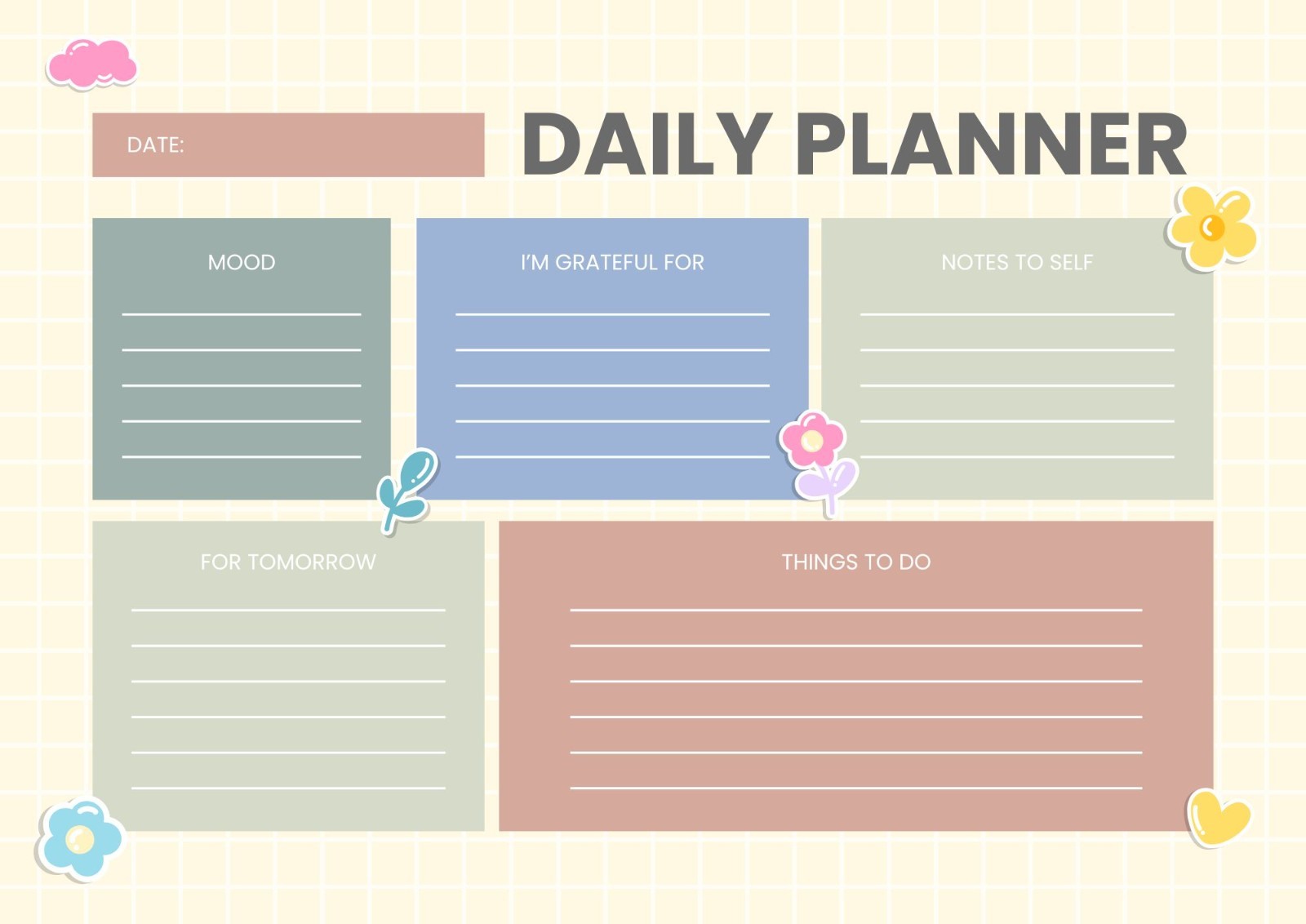 10 Minimalist & Cute Printable daily Planner l A4 size printables