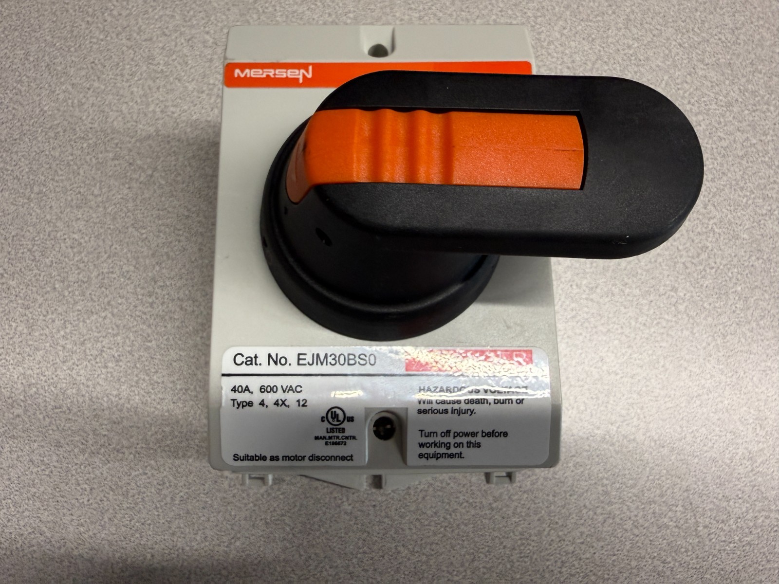 DISCONNECT SWITCH, 40 AMP, 600VAC, MERSEN EJM30BS0