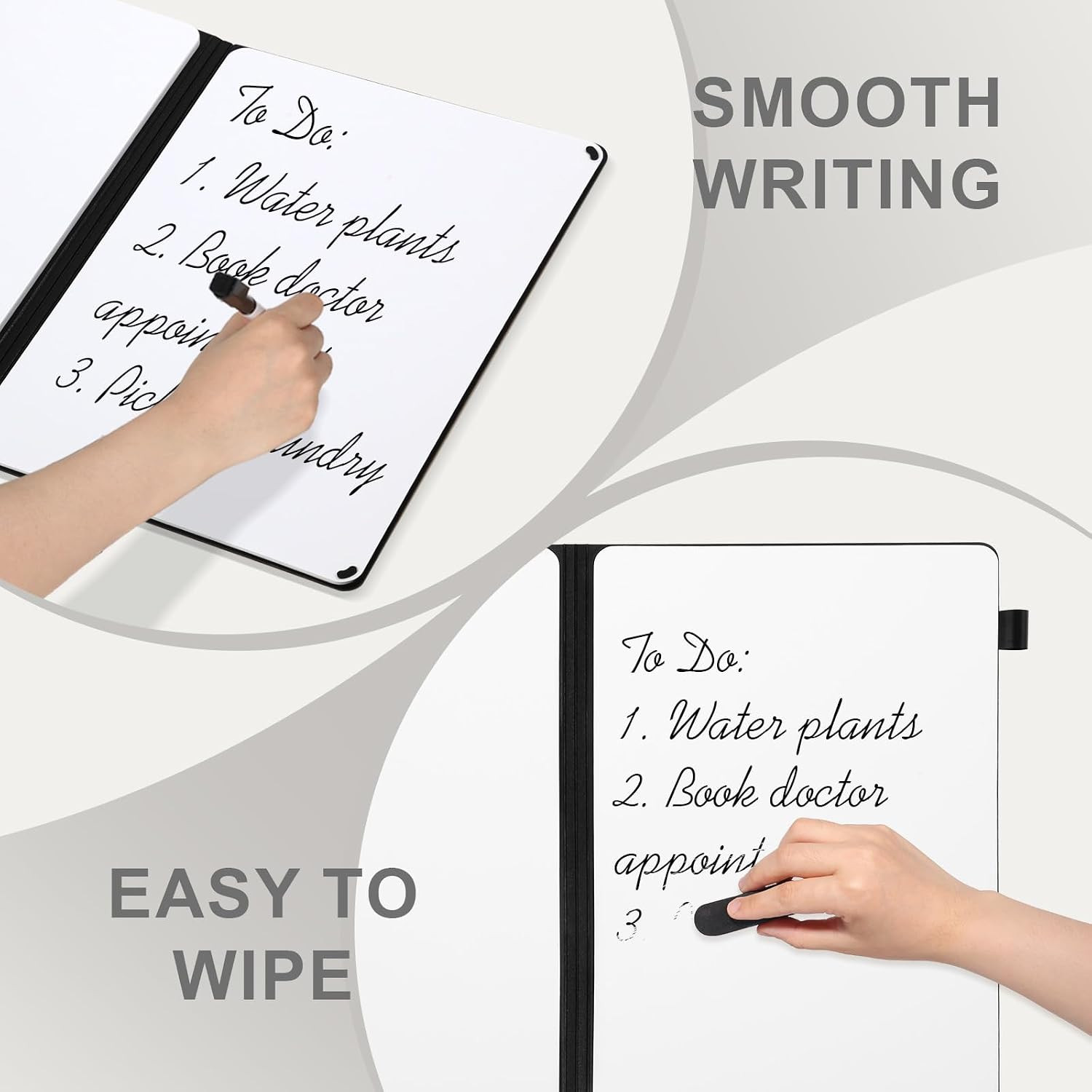 Mini Whiteboard 12 x 9 in Double Sided Folding Travel Board w/ 3 Markers