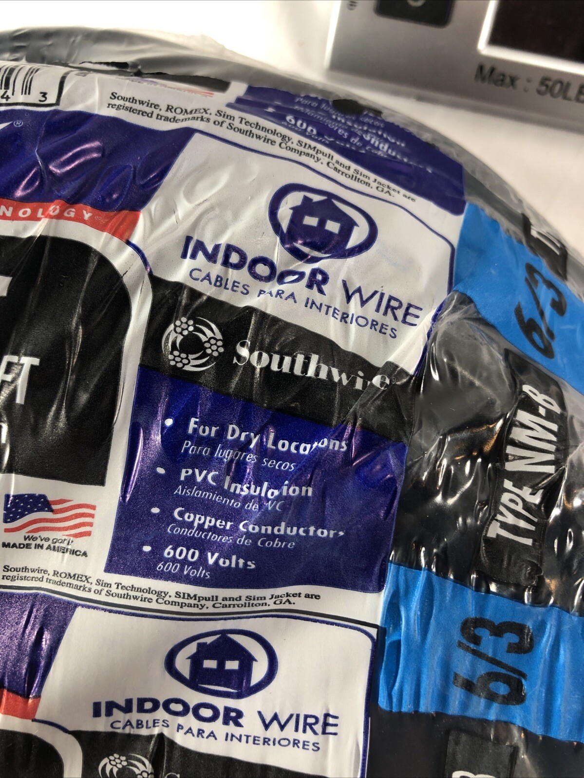 6/3 Wire ROMEX W/Ground – 75 Feet – NM-B Cable Non-Metallic EV – Free Ship – New