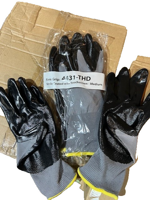 **NEW** 144 PAIRS FIRM GRIP NITRILE COATED WORK GLOVE WITH TOUCHSCREEN SIZE: M