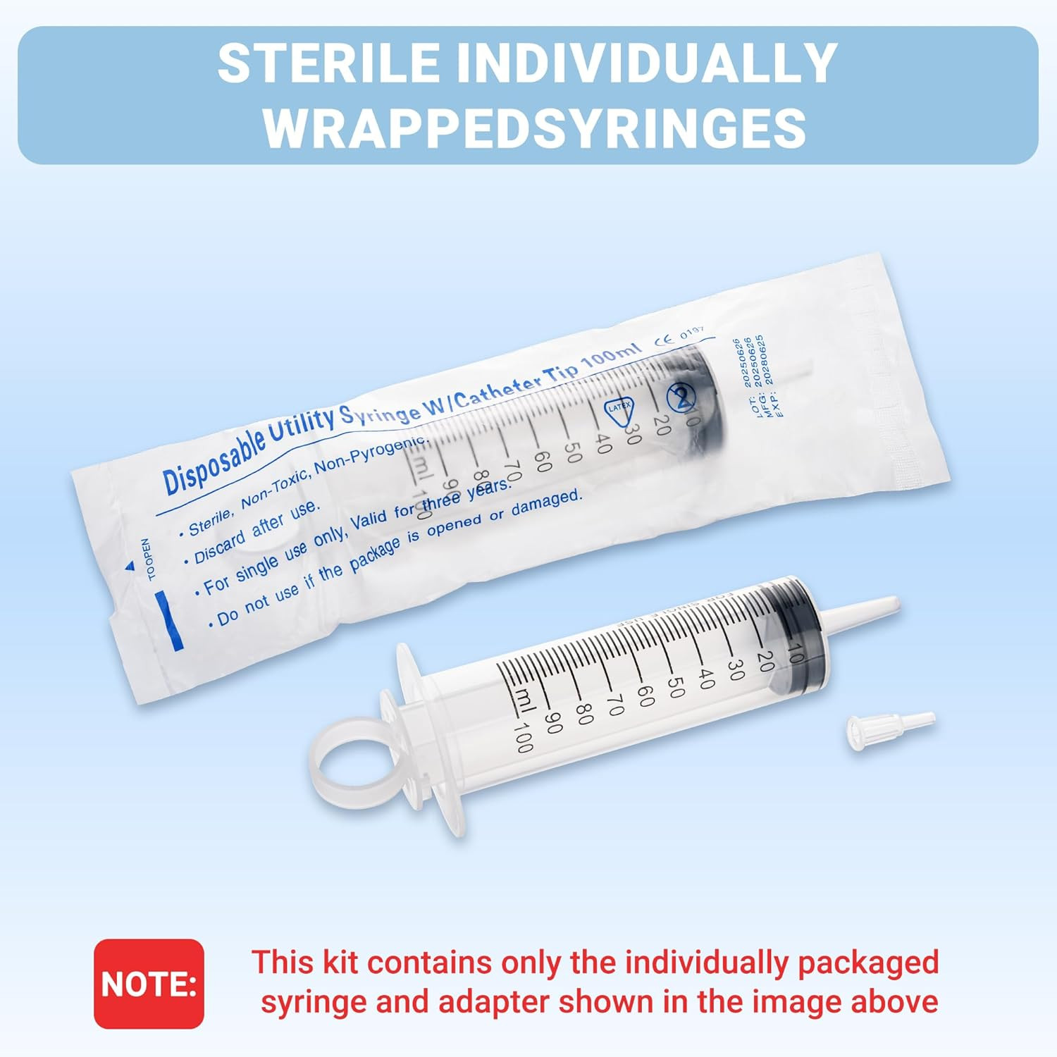 100ml Large Syringe, Plastic Syringes for Liquid with Tip Adapter, Epoxy Syringe