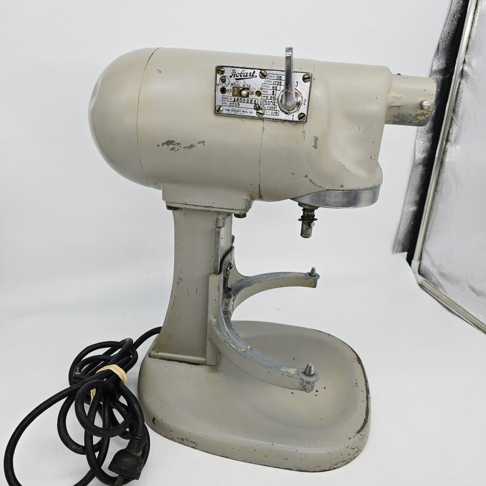 Hobart N50 Commercial Mixer 5 Quart Model N-50 Gray 3-Speed W/ Bowl Attachments