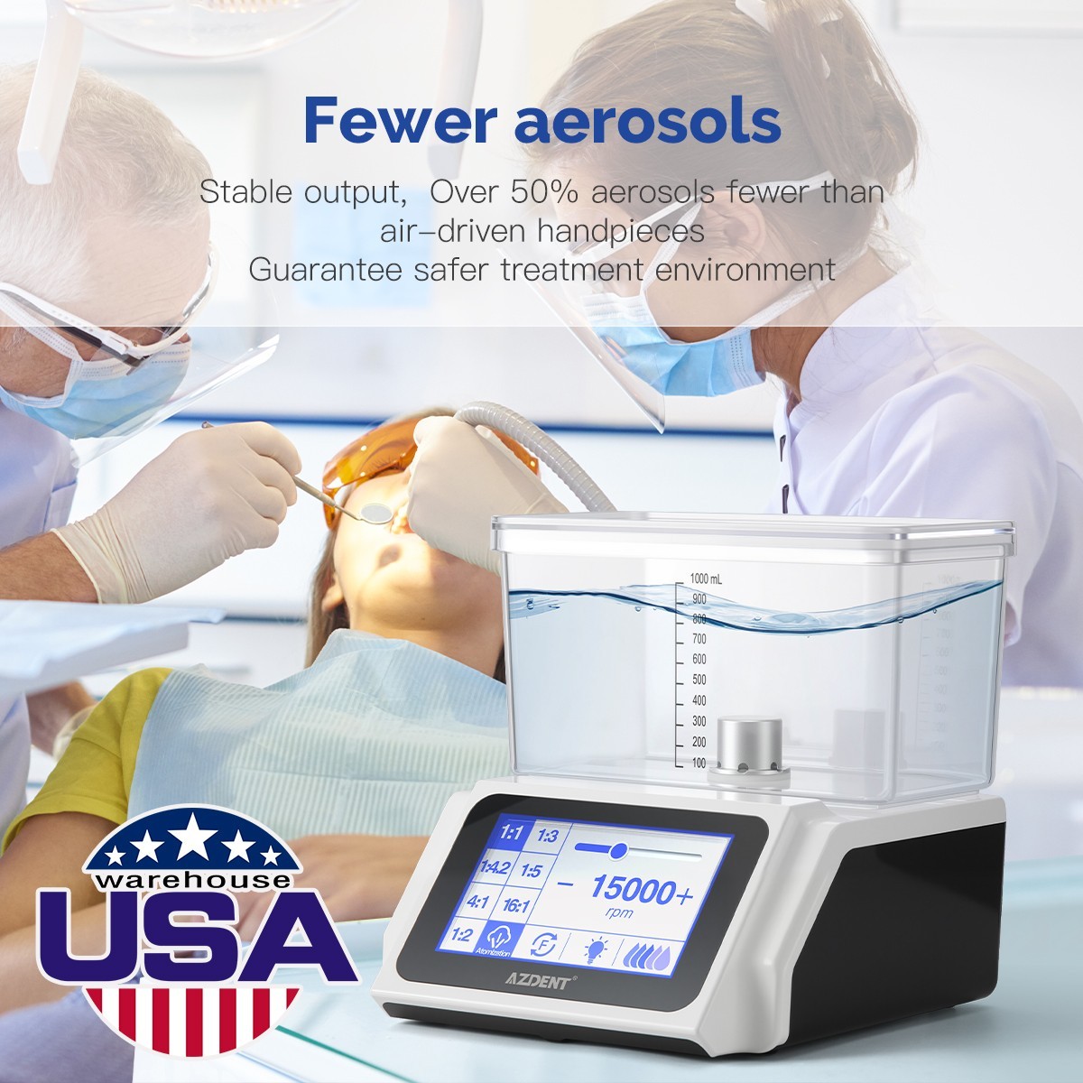 Dental LED Brushless Electric Micro Motor / 1:5 1:1 1:4.2 Fiber Optic Handpiece