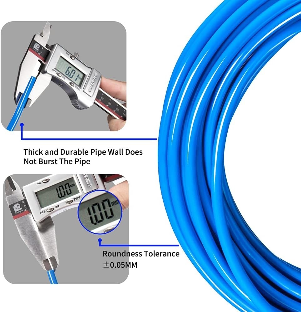 Pneumatic Tubing Blue PU Air Hose Pipe Tube Kit 6Mm OD 4Mm ID 39.4Ft/12 Meter fo