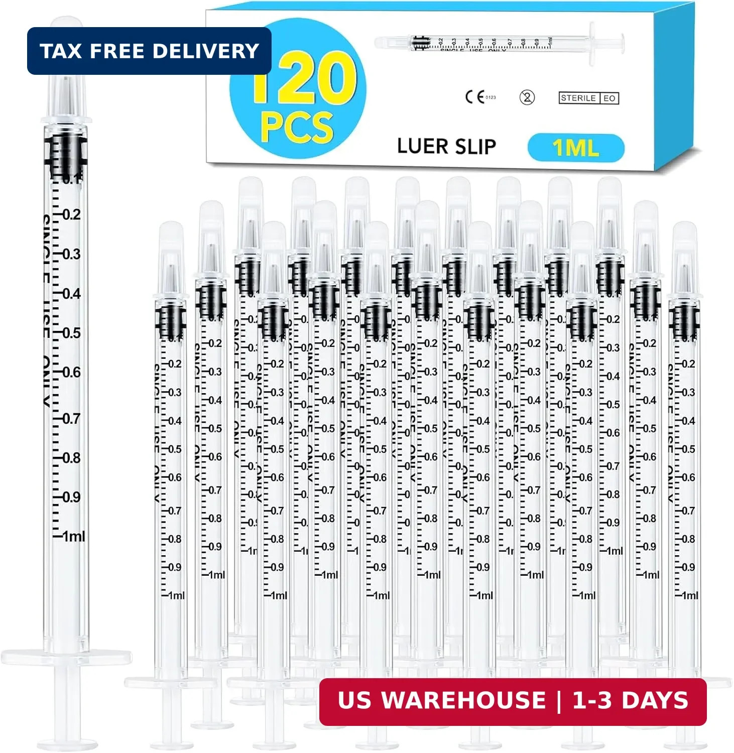 120 PCS 1ml Syringe with Cap for Liquid, Oral Syringes without Needle for Medici