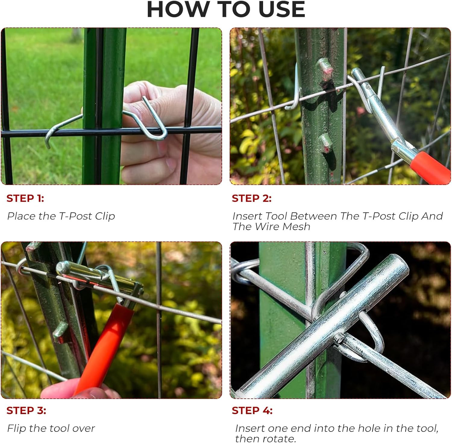 T-post Clips Tool Fence Clips Twisting Tool and Wire Steel Bender T-post Multi-F