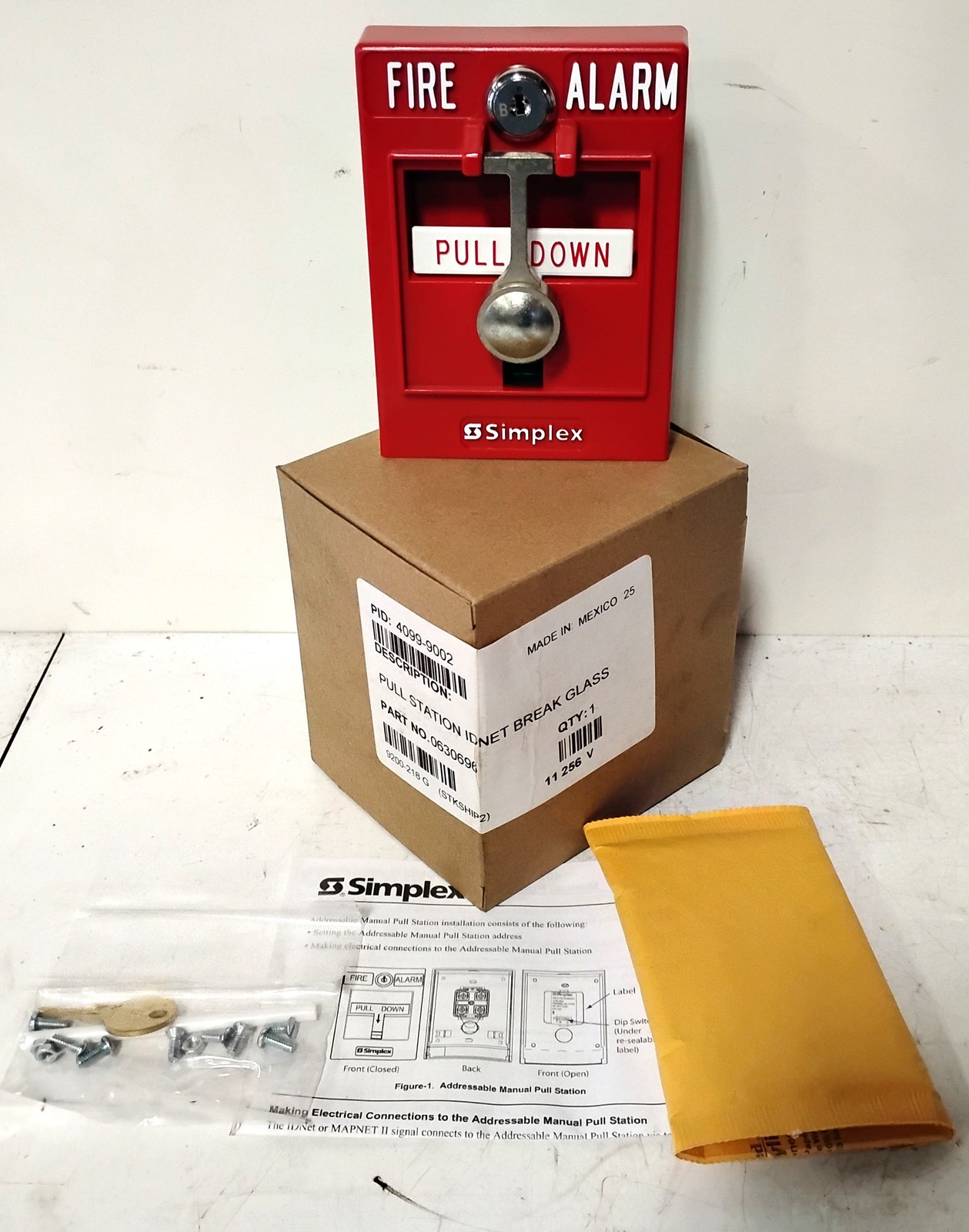 Simplex 4099-9002 0630696 Addressable Pull Station w/ Break Glass