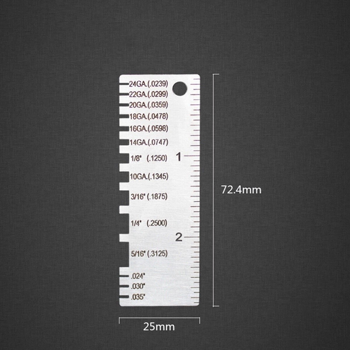 2PCS Sheet Metal Gauge Thickness Gage Wire Gauge Measuring Tool Stainless Steel