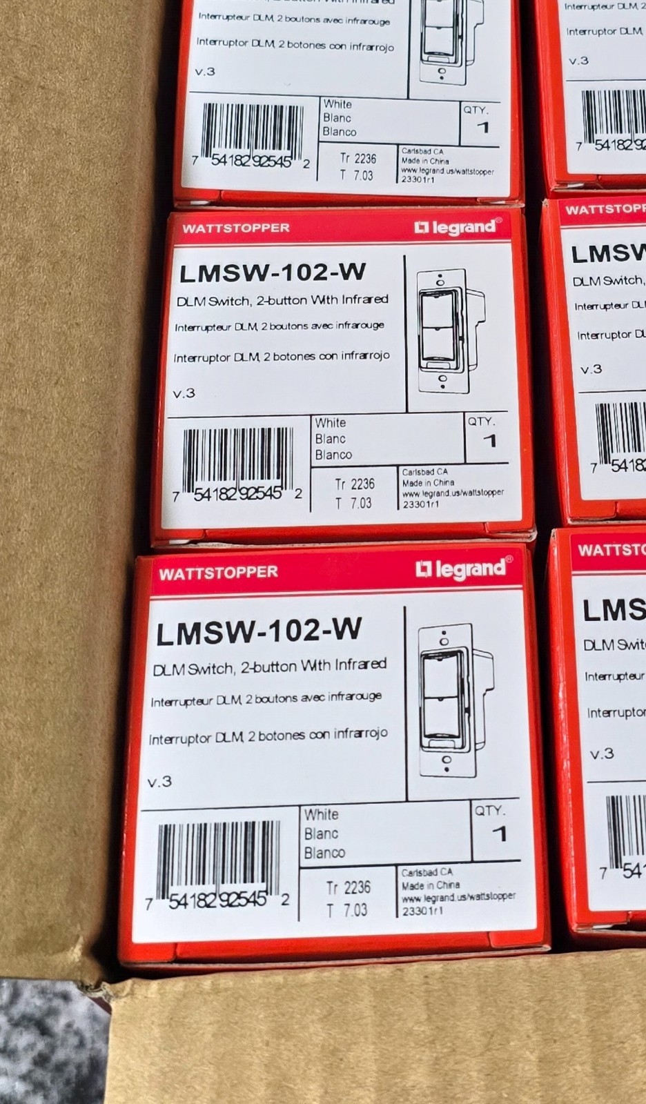 BRAND NEW Legrand WattStopper LMSW-102-W 2 Button Digital Wall Switch White