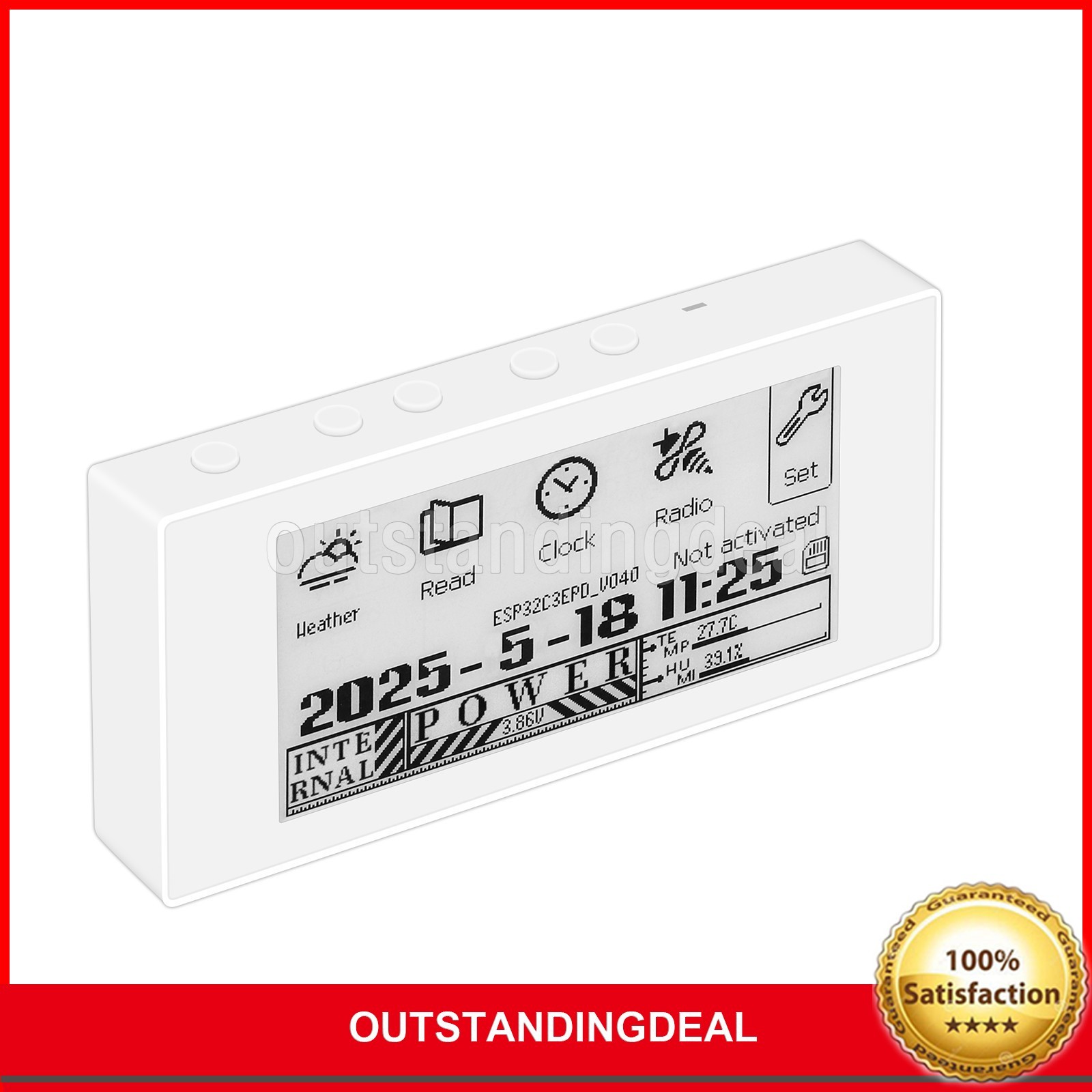 HAMGEEK RW01 Mini E-Ink Reader E-Book Reader for Weather Clock Image Alarm ot25
