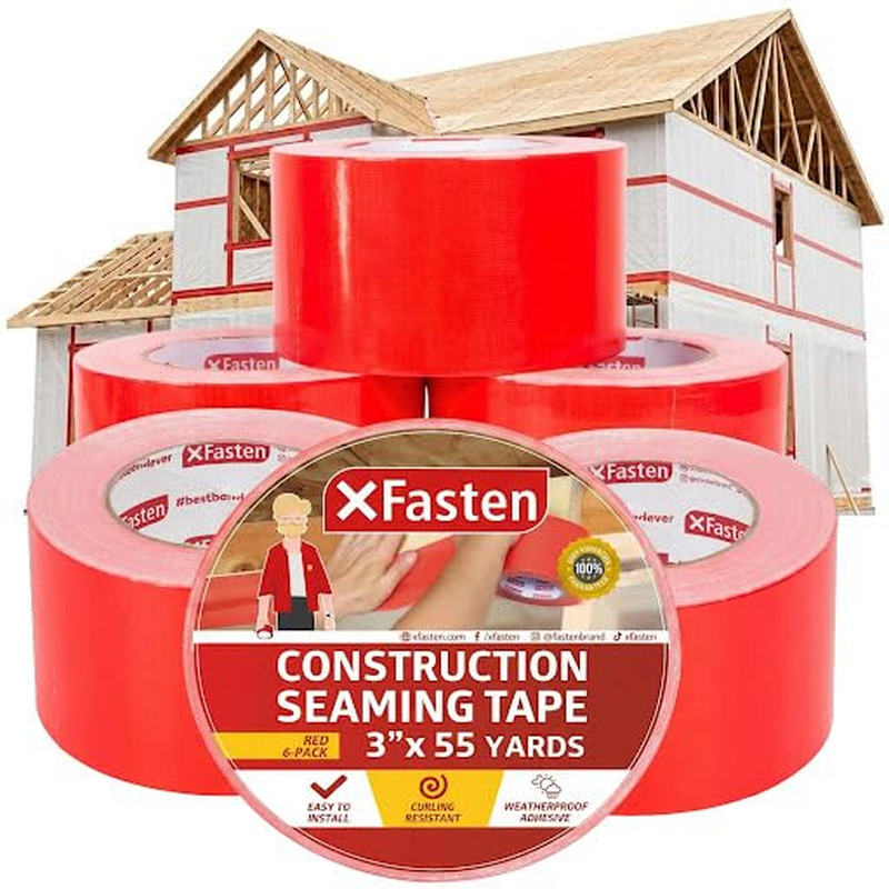 Construction Seaming Tape Red 3”X55Yds Sheathing Tape for Epoxy Resin
