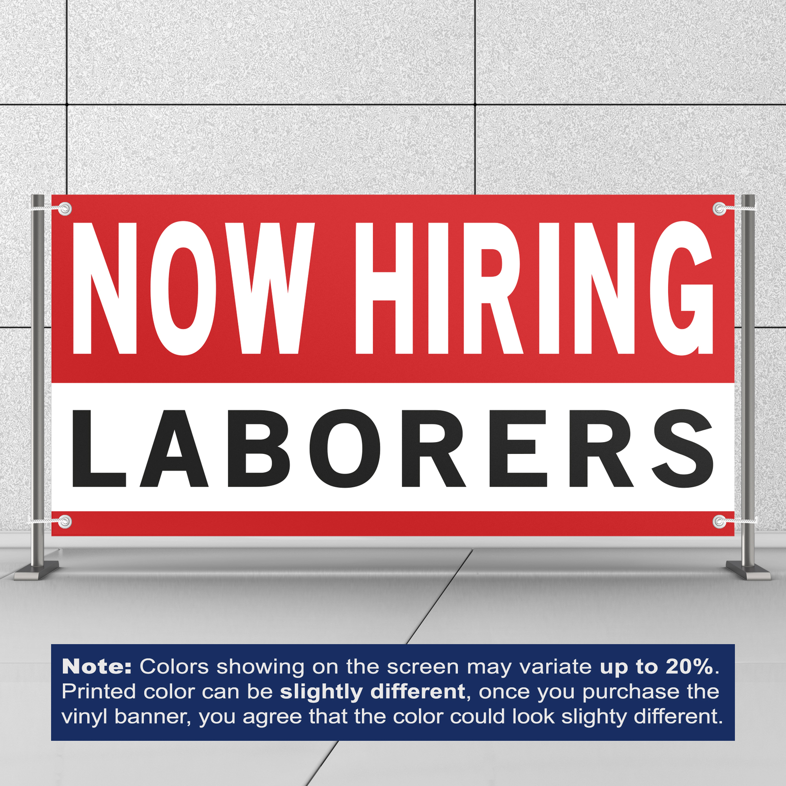 Now Hiring Laborers 13 oz Heavy Duty Vinyl Banner General Labor Jobs Available