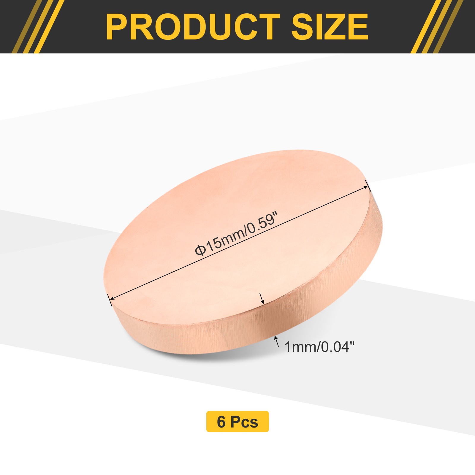 6Pcs 0.04″ Thick 0.6″ Dia C1100 Pure Copper Sheet INDUSTRIAL Copper Round Plate