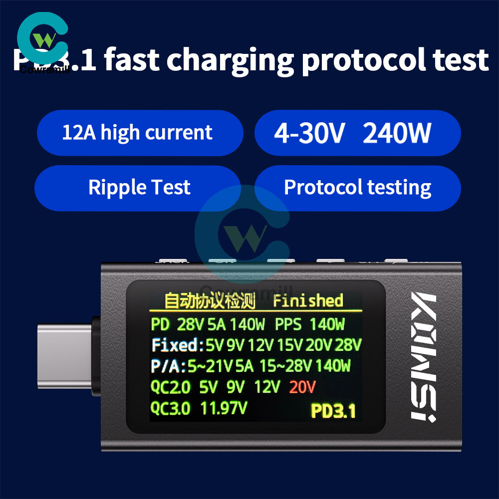 KWS-X1 Type-C Power Tester Voltage Current Meter USB-C Multimeter DC 4-30V 0-12A