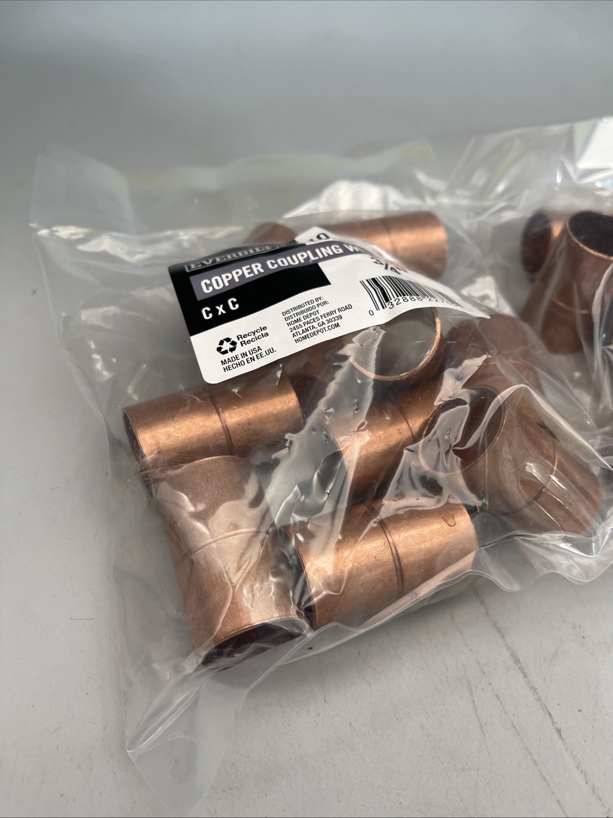 20 Pieces Everbilt 3/4 in. Copper Coupling With Stop New