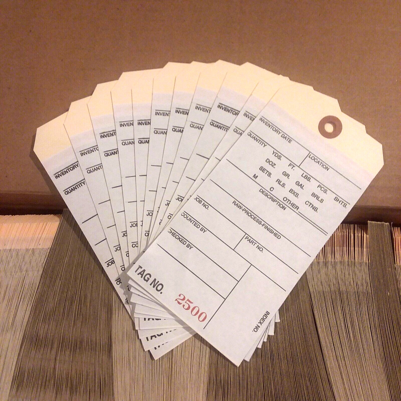 Box of 500 6 1/4″ x 3 1/8″ Inventory Tags 2-Part Carbonless 10 Pt #2500-2999
