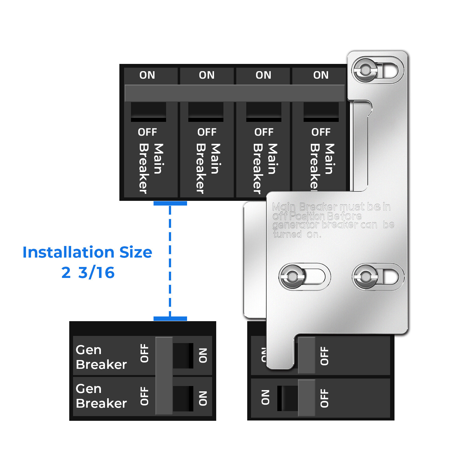 Generator Interlock Kit For GE Siemens ITE Murry 150 or 200 Amp Main Panel
