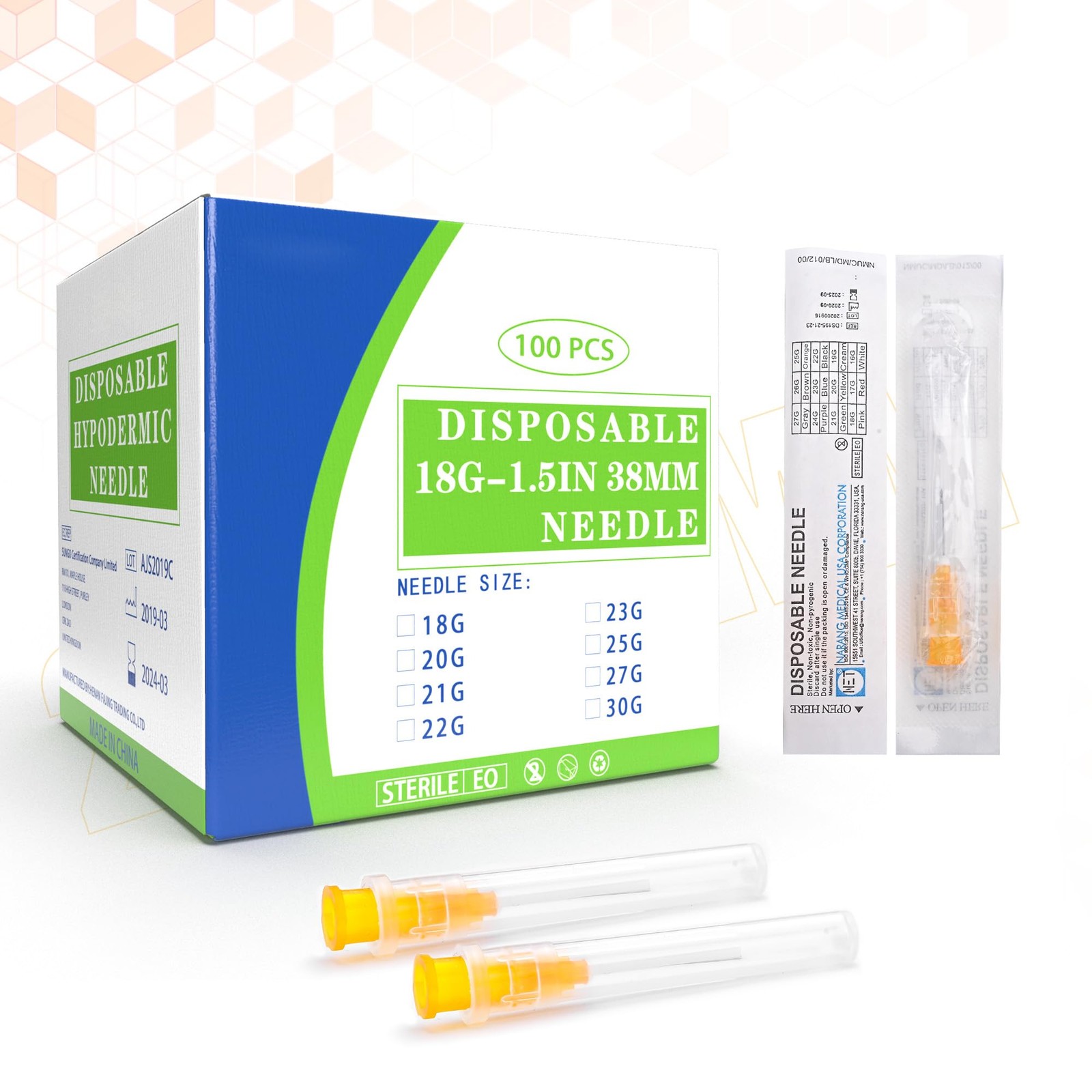 25Ga 1/2 Inch/13mm Needle Disposable Luer Lock Needles with Cap Dispensing La…