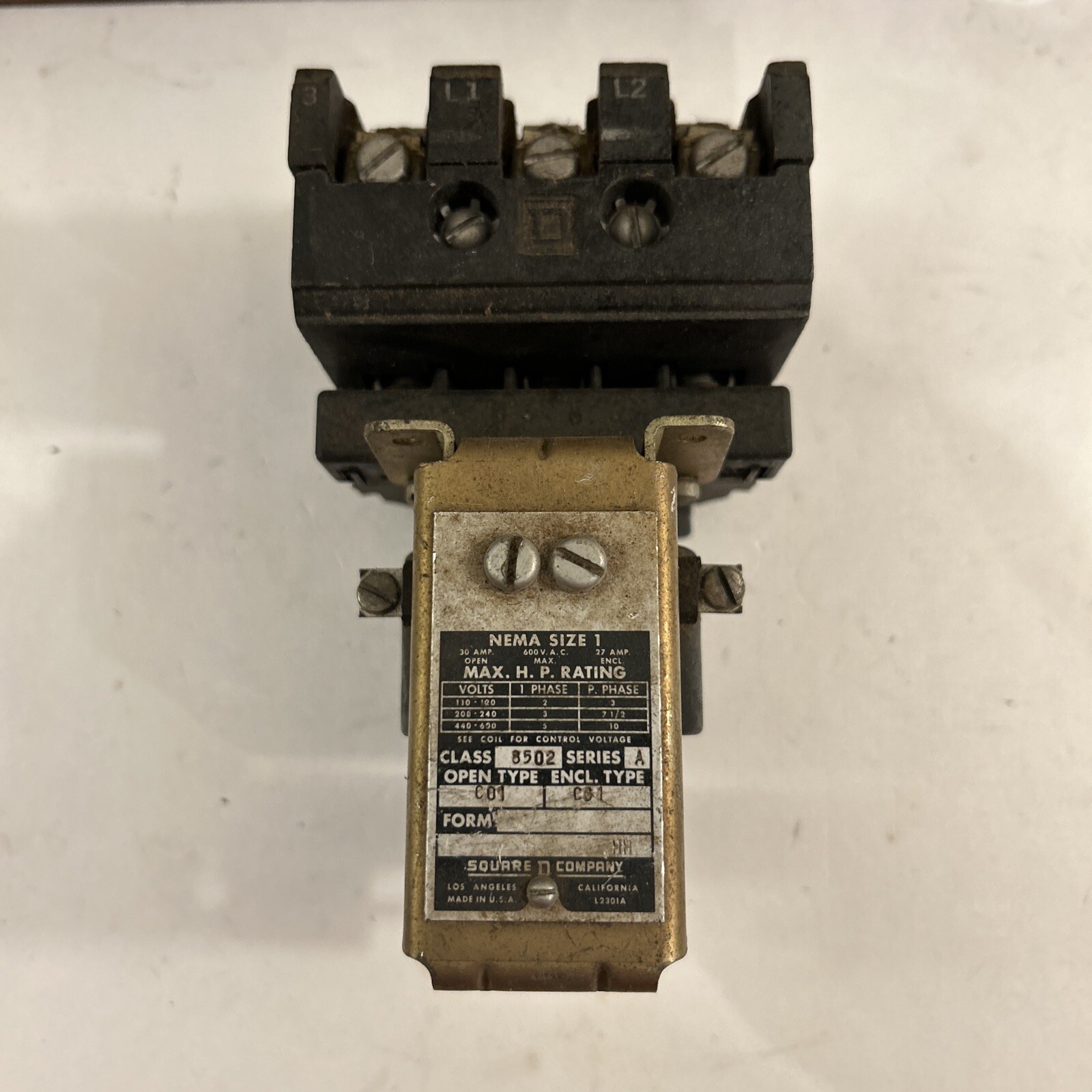 Square D 8502SCO1 Series A Contactor Coil 110/120V 50/60Hz 3-Pole NEMA Size 1