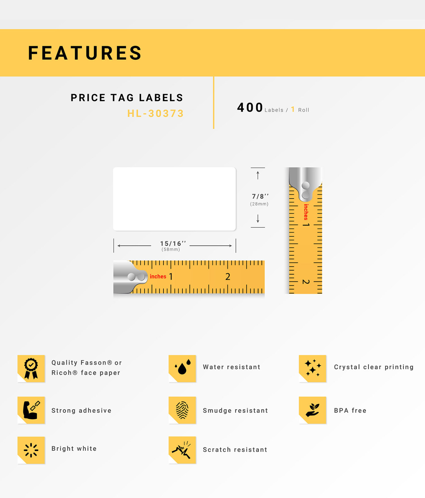 DYMO Compatible LW 30373 Pricetag Labels (Rat Tail Style) – (1) Roll of 400