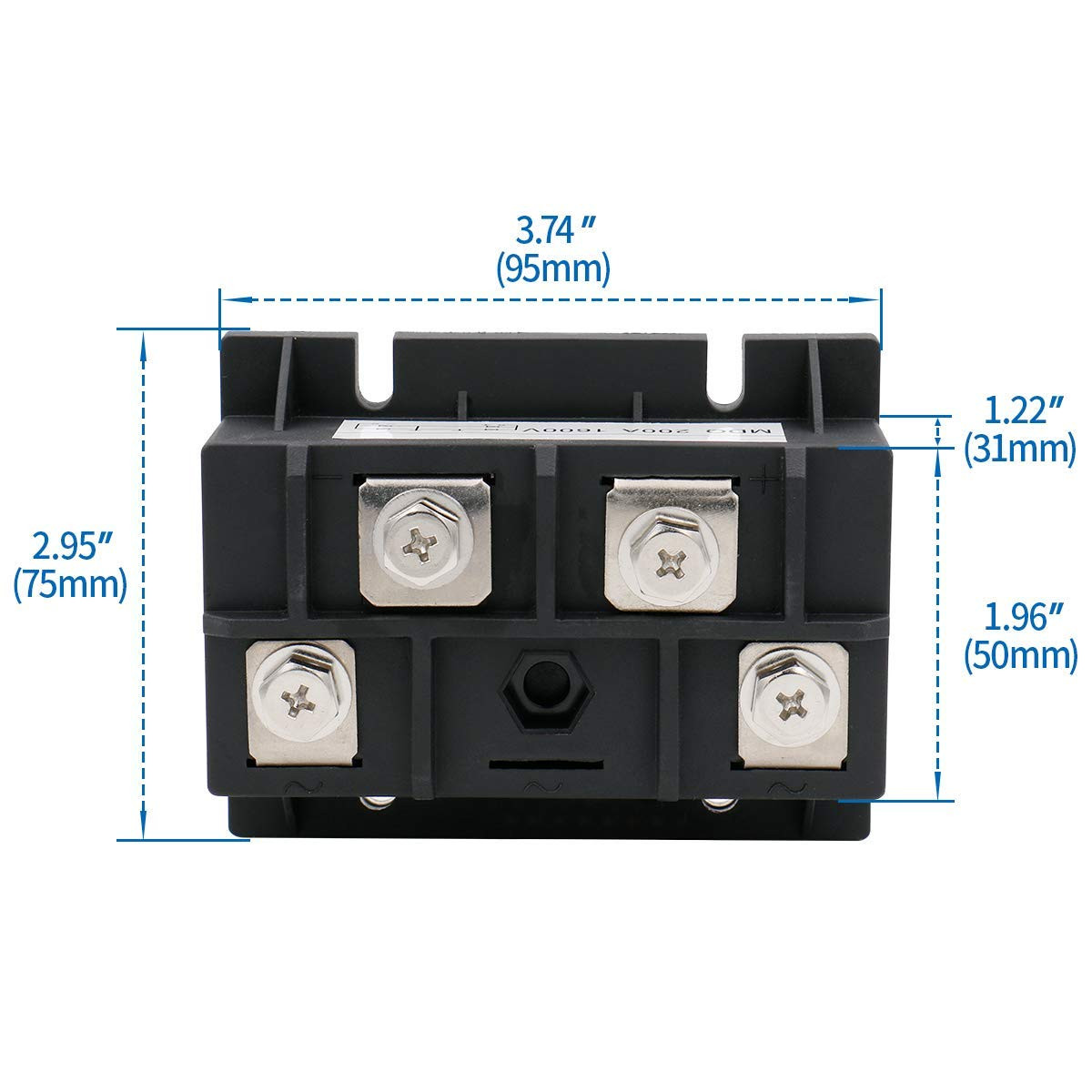 Single Phase Diode Bridge Rectifier MDQ-200A, 200A 1600V, 4 Terminal Full Wave D