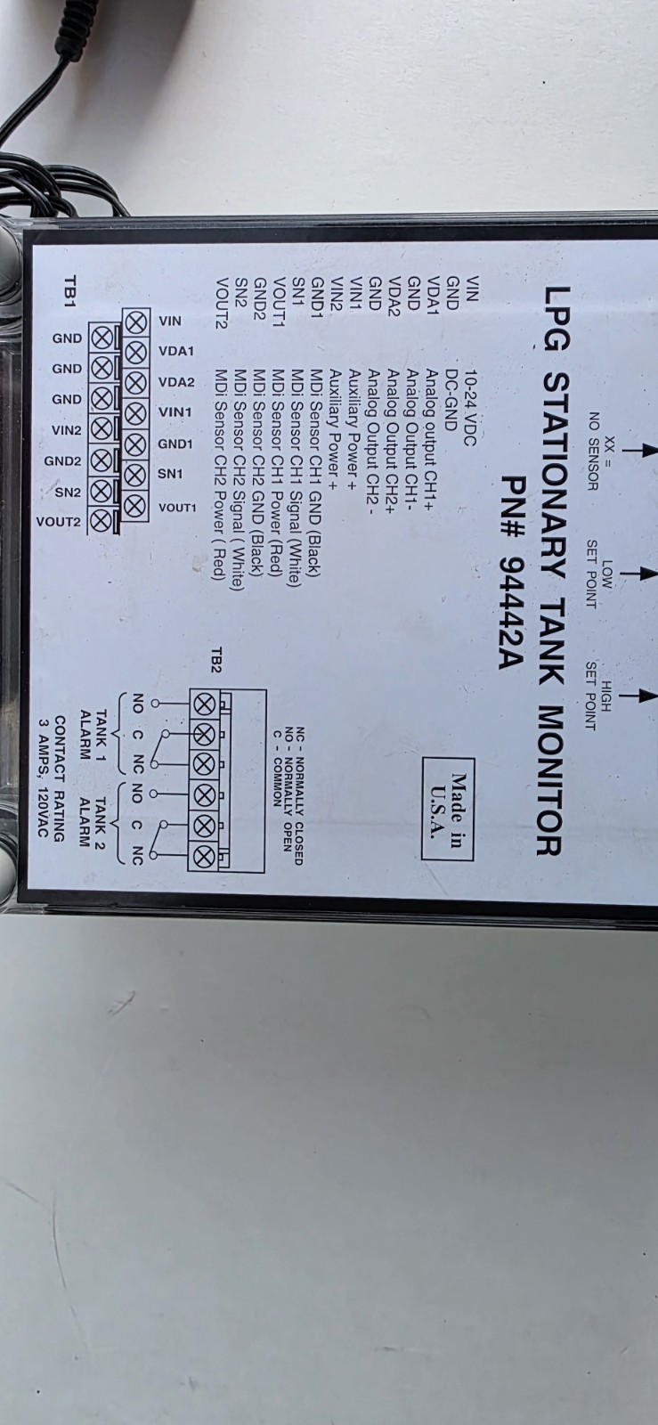 Micro Design Inc MDi LPG Stationary Tank Monitor STM94442A Dual Channel