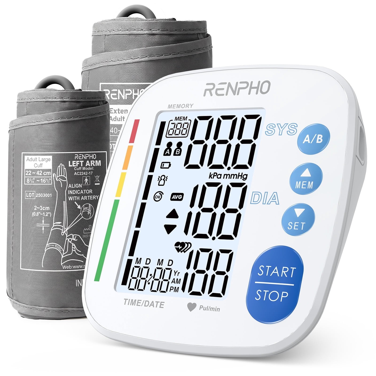 RENPHO LCD Blood Pressure Monitor Wrist Upper Arm Blood Pressure Machine, FSA