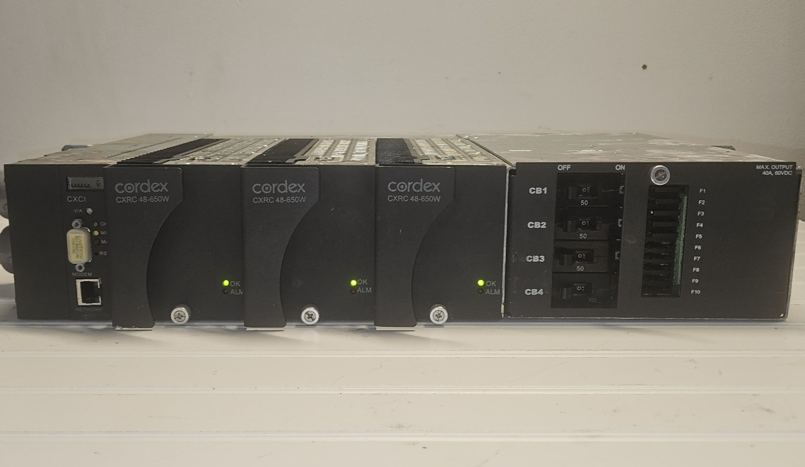 ALPHA / ARGUS 48VDC CORDEX 1.9kW RECTIFIER SHELF SYSTEM 120/240VAC IN 48VDC OUT
