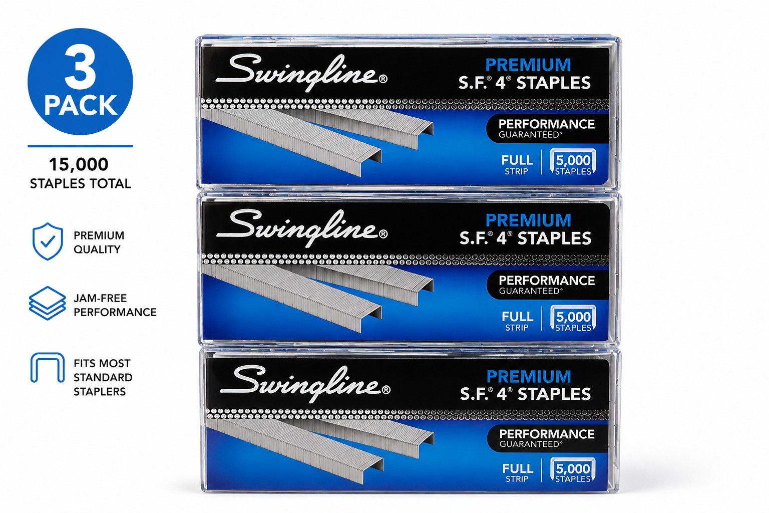 Swingline SF 4 Premium Staples 3 Pack 15000 Total Standard Office 5000 Count