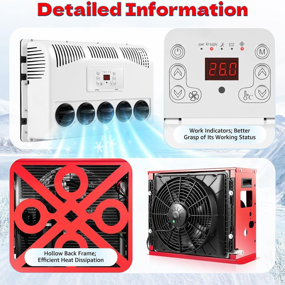 11000BTU 12V Cab Truck Air Conditioner Split AC for Semi Trucks Bus RV Caravan