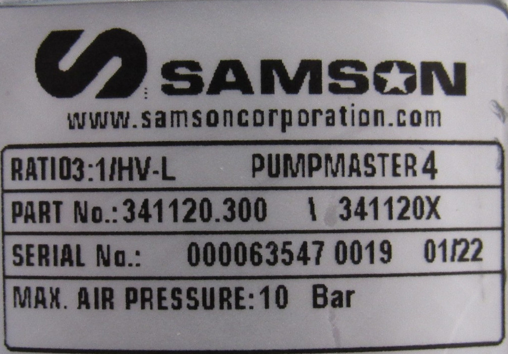 NEW SAMSON 341120.300 PUMP 55 GALLON 3:1 RATIO 341120300