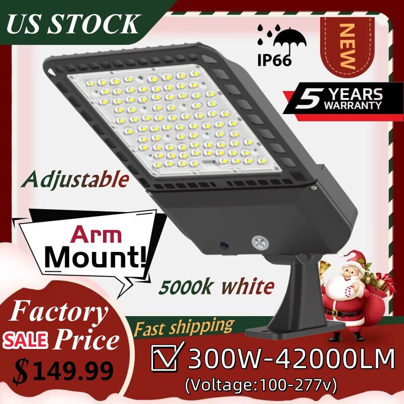 Commercial LED Parking Lot Light 300W Outdoor IP65 Shoebox Street Pole Lamp