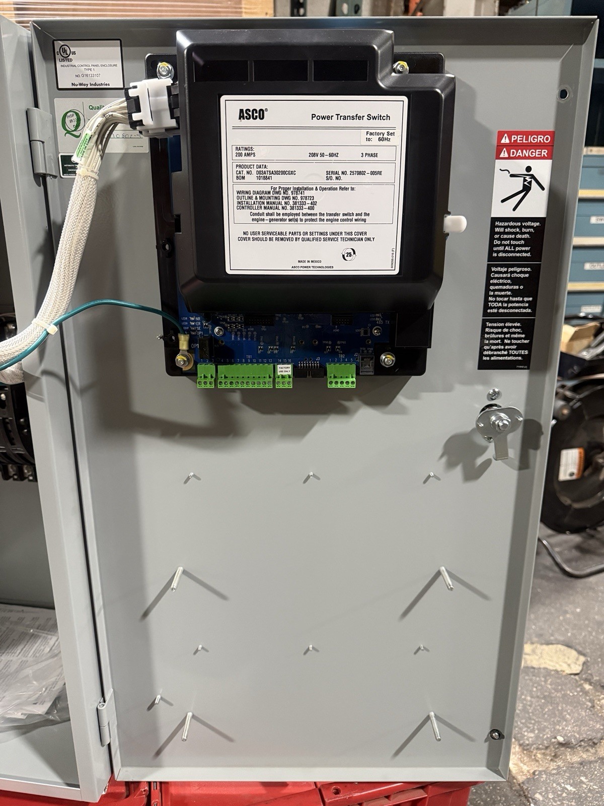 ASCO D03ATSA30200CGXC 200A 208V 3P AUTOMATIC TRANSFER SWITCH 50-60HZ