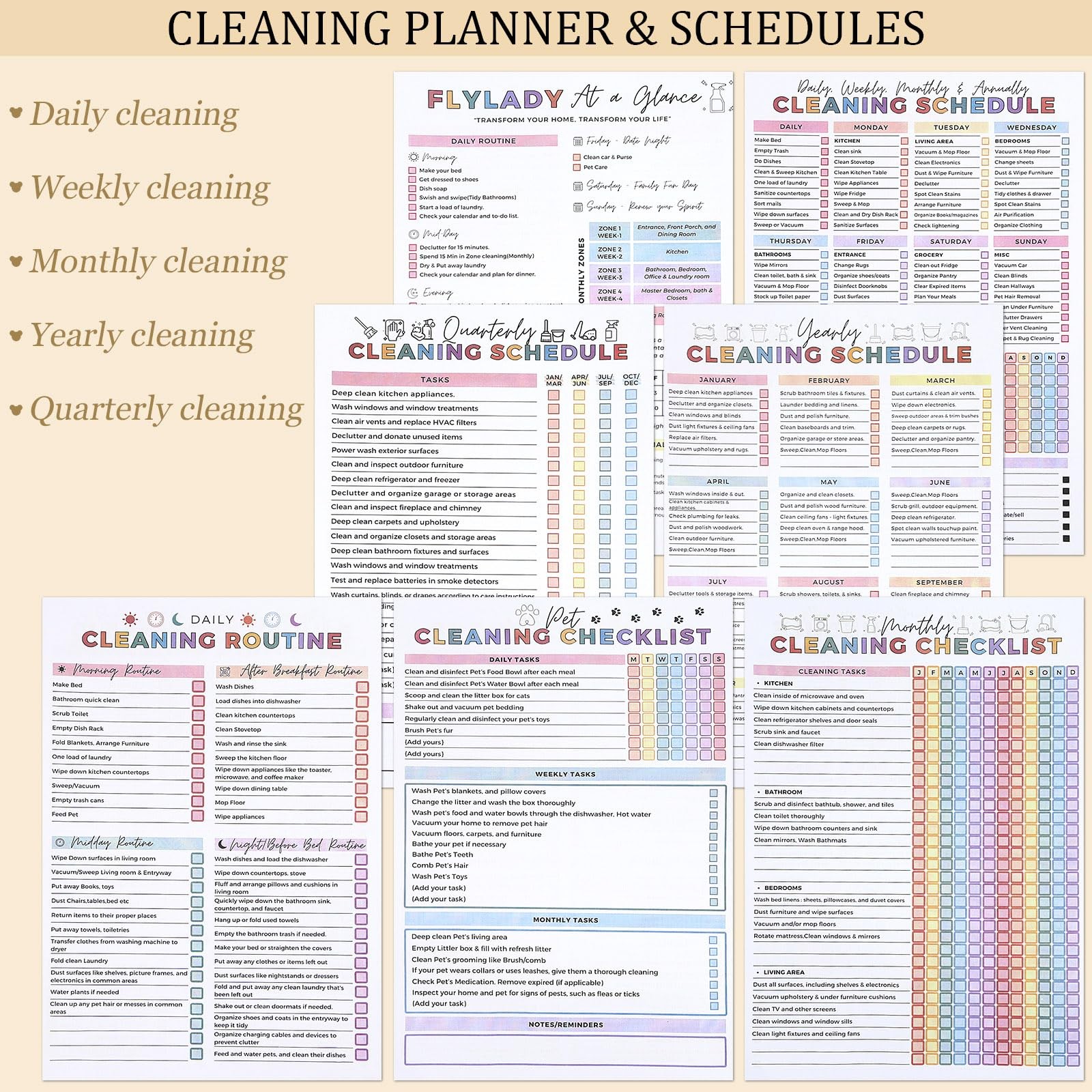 ADHD Cleaning Planner, Cleaning Schedule and Checklist Organizer, Daily Weekl…