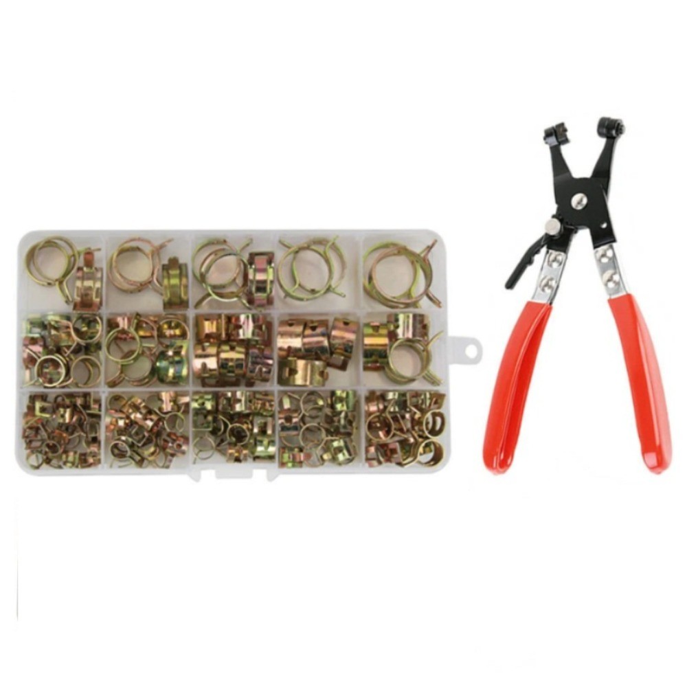 115Pc Steel Spring Hose Clips Assortment Water Fuel Line Pipe Clamp Fastener Kit