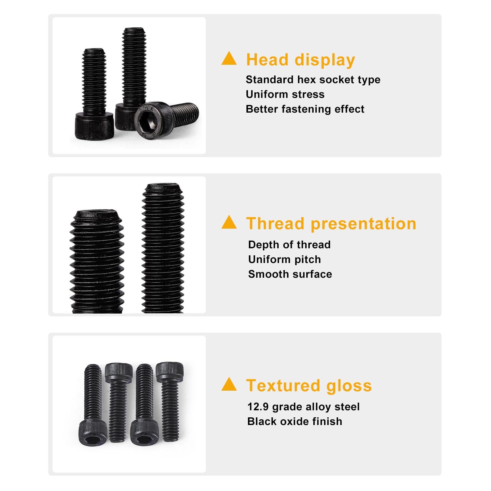 M12-1.75 x 60mm 5pcs Hex Socket Head Cap Screws Bolts, 12.9 Grade Alloy Steel…